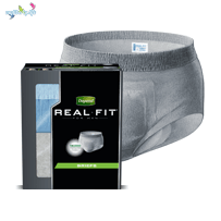 Depend Real-Fit Briefs in Large/XL Disposable Underwear for Bladder leak protection, packaging with product illustration