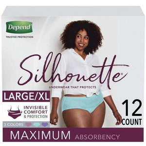 Depend Silhouette Underwear for Women - disposable underwear for light bladder leak protection, 3 colours, Large/XL