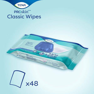 TENA ProSkin Washcloths: Classic Premoistened Wipes 7.9" x 12.5” or 20 x 31.7 cm - Freshly scented; 48 wipes per pack, 12 packs or 576 wipes per case