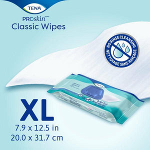 TENA ProSkin Washcloths: Classic Premoistened Wipes 7.9" x 12.5” or 20 x 31.7 cm - Freshly scented; 48 wipes per pack, 12 packs or 576 wipes per case