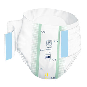 TENA Stretch Briefs Super Absorbency adult diapers for maximum incontinence protection, nighttime or extended Large XL product illustration closed