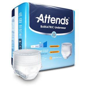  Attends Bariatric Protective Underwear for bladder or bowel incontinence leaks; packaging and product in XXL