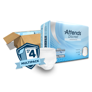 Attends Discreet Men's disposable protective Underwear for bladder and bowel incontinence sold by the case