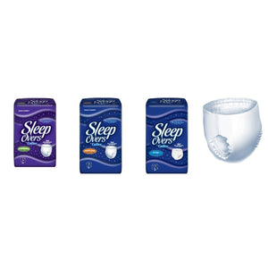 SleepOvers Youth Pants: Overnight Protection for older children with nighttime incontinence episodes; 3 sizes - front of packaging with product illustration