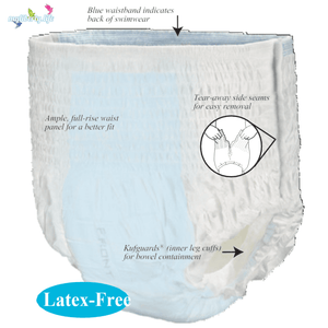 Swimmates Disposable Swimwear from Tranquility - incontinence protection in all sizes - product image with features
