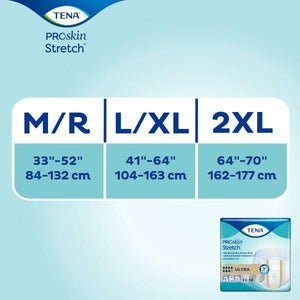 TENA ProSKin Stretch Ultra Briefs Size Chart